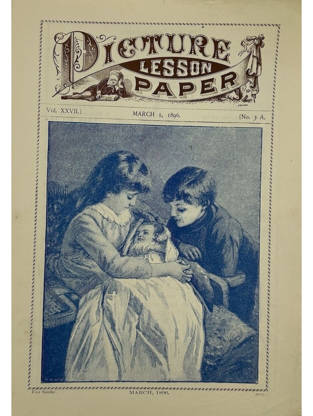Antique 1896 Picture Lesson Paper Victorian Sunday School Child Ephemera     C33
